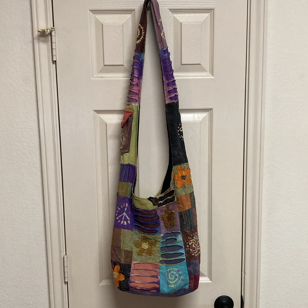 Rising International Patchwork Cotton Boho Crossb… - image 2